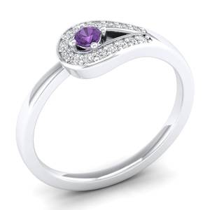 แหวนหมั้น REYES รุ่นใหม่ล่าสุด เงินแท้ 925 ประดับโมอิสซาไนต์ สำหรับผู้หญิง ทรงกลม ประดับพลอยอเมทิสต์ ขายส่งเครื่องประดับคุณภาพสูง - Product Image 2