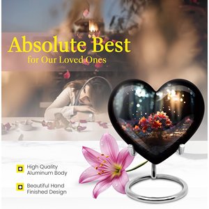 Urna de cremación de recuerdo de corazón de paisaje hermoso de estilo americano, urna funeraria de tapa segura pequeña con almacenamiento de cenizas - Product Image 5