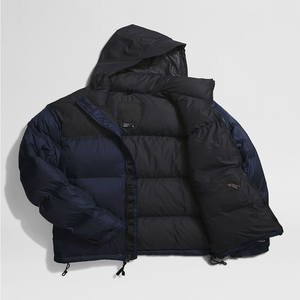 Veste d'hiver coupe-vent personnalisée pour hommes col bouffant à capuche oversize imprimé avec logo technique lavée style toile décontractée - Product Image 1