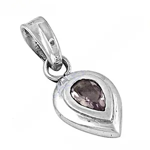 Pendentif goutte d'eau en argent 925 avec améthyste, serti clos, minimaliste, solitaire, charme de luxe, cadeau unisexe, bijou à porter au quotidien - Product Image 2
