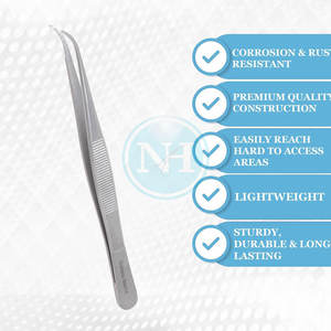 Pinces à pansements courbées dentelées pour la manipulation délicate des tissus en usage clinique Pinces à pansements courbées dentelées professionnelles - Product Image 4