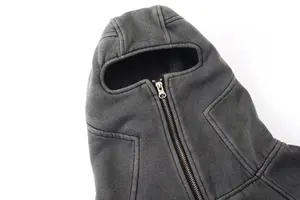 Sudadera con Capucha Estilo Balaclava Clásica Vintage para Hombre, 100% Algodón, Estilo Ninja, Sudadera con Capucha, Hip Hop, Lavada, Ropa de Calle de Invierno, ODM - Product Image 3