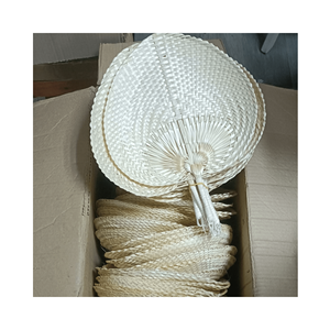 Éventail en bambou écologique fait à la main, éventail manuel en paille d'été, feuille de palmier avec logo personnalisé pour mariage, fête, cadeaux artisanaux en osier - Product Image 5