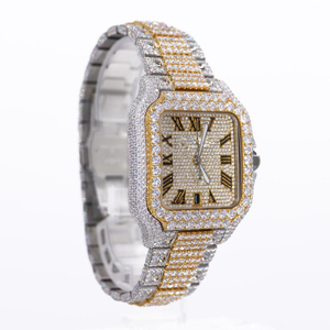 Bracelet de ceinture en diamant de laboratoire automatique personnalisé de luxe montre étincelante pour hommes et femmes en acier inoxydable blanc et jaune - Product Image 3