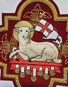 Tay thêu thánh cừu đính cho Công Giáo vestment Công Giáo mặt hàng nhà thờ hàng hóa Phụng Vụ dây vàng Phù Hiệu - Product Image 2