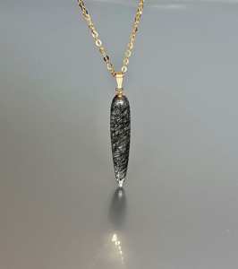 จี้925ยาวทำจากหินควอทซ์แท้สีดำประดับมุกอัญมณีสร้อยคอสำหรับเป็นของขวัญ - Product Image 1