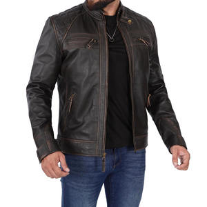 Recién llegado, chaquetas de cuero para hombre de manga larga con cuello levantado, chaquetas de cuero transpirables a prueba de viento con cremallera, prendas de vestir - Product Image 4