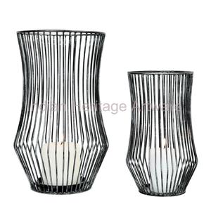 Handcrafted IHA Modern Design Iron Wire Pillar <b>Candle</b> <b>Holder</b> Gold <b>Silver</b> Black Christmas Festive Home Decor Elegant Jars - Product Image 1