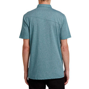 Camisas de Hombre de Alta Calidad con Logotipo Personalizado, Fabricadas en Fábrica, de Color Sólido, Transpirables, de Manga Corta, de Algodón y Elastano, Casuales - Product Image 2