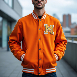 Veste à manches en cuir Varsity pour hommes Veste Varsity à patchs de broderie d'hiver pour hommes - Product Image 1