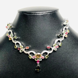 ชุดสร้อยคอและต่างหู3ชิ้นทำจากเงิน925สเตอริ่งพลอยทัวร์มาลีนธรรมชาติสวยงามมากไม่ซ้ำใครสำหรับทุกโอกาส - Product Image 3