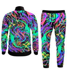 Chándales de dos piezas en blanco ajustados informales para hombre, conjunto de chándal personalizado, ropa de entrenamiento Vintage Unisex para correr con cremallera - Product Image 2