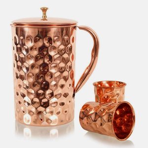 Royal Honeycomb Hammered Pure Copper Metal Water Jug Copper <b>Drinkware</b> for Restaurant Home in Best Price - Product Image 5
