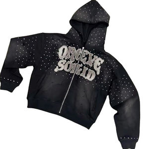 Novedad 2025 Sudadera con Capucha Personalizada para Hombre con Cierre y Pedrería, Mezcla de Algodón, Manga Regular, Suave y Gruesa - Product Image 2