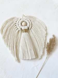 Sublimación en blanco Mini macramé Alas de Ángel Atrapasueños Tejido Colgante de pared Decoración para el hogar - Product Image 2
