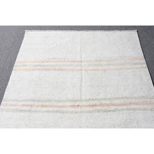 พรมขนสัตว์สีเบจ3.4x5.2ฟุตสีขาวแบบตุรกีการเย็บปะติดปะต่อกันแบบสี่เหลี่ยมผืนผ้าออกแบบลายสำหรับห้องนั่งเล่นหรือห้องนอนสำหรับวัยรุ่น - Product Image 3