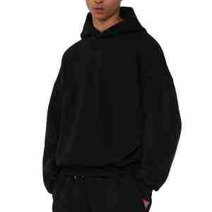 <b>Black</b> Customize <b>Men's</b> Regular Fit Tracksuit Set <b>Hoodie</b> Sweatpants Heavy Fleece 2 Piece Winter Breathable Casual Outfit for Gym - Product Image 1