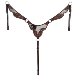 Conjunto de Collarín y Correa de Pecho Ajustable de Cuero Genuino con Detalles de Pelo, Personalizable, de Alta Calidad para Montar a Caballo - Product Image 3