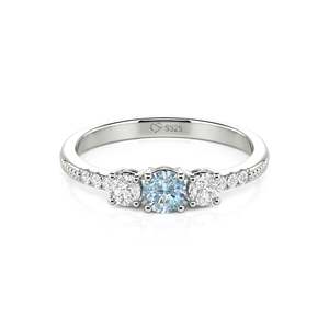 Bague de fiançailles Jeulia personnalisée à trois pierres en or 10K, 14K, 18K ou en platine avec diamants taille princesse, taille Asscher, taille radiant et taille émeraude - Product Image 1