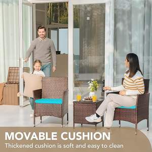 Juego de muebles de mimbre para exterior, 3 piezas, silla y mesa para patio, balcón - Product Image 6