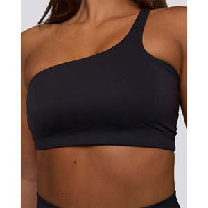 Ensemble de soutien-gorge de sport fitness - Haut court rembourré noir pour le yoga et les vêtements de sport, taille plus, léger, en spandex imprimé - Product Image 4