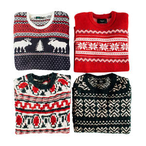 Pulls pour hommes à motif de Noël unisexe en gros, 100% coton, col rond, manches longues, chaud, respirant, pull en tricot d'hiver - Product Image 2