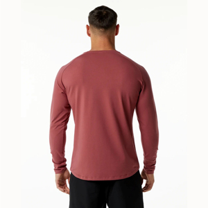 Camiseta de punto de LICRA de algodón de manga larga con bordado de logotipo impreso personalizado para hombre estilo informal - Product Image 3