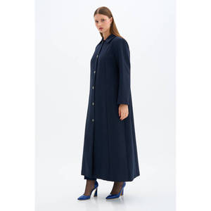 Manteau d'hiver tissé bleu marine coupe classique - Product Image 5