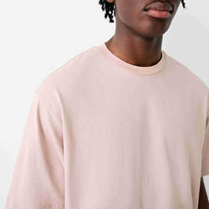 Camiseta Extra Grande de Corte Cuadrado para Hombre, Algodón Peinado Sólido, Personalizable, Cuello Pequeño, Hombros Caídos, Logotipo Frontal, Estilo Urbano, Económica - Product Image 3