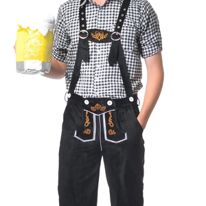 2025 personalizado para hombre negro bávaro Lederhosen ligero ante cuero medio plano a juego tirantes pantalón - Product Image 4