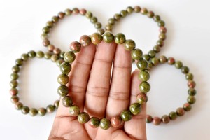 Wholesale Premium Quality Natural Healing Green Color Unakite 8mm <b>Beaded</b> <b>Bracelet</b> for Meditation Jewelry - Product Image 6