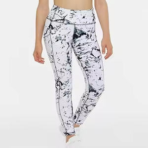 กางเกงโยคะยืดสี่ทางของผู้หญิงจั๊มสูทเอวยางยืดแห้งเร็วระบายอากาศได้ดีพิมพ์ลายเอวสูงและไม่มีรอยต่อมีกระเป๋า - Product Image 4