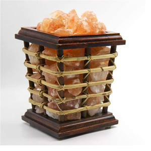 โคมไฟชามเกลือหิมาลัยพร้อมตะกร้าไม้ฟอกอากาศและให้ความอบอุ่นผ่อนคลาย - Product Image 3