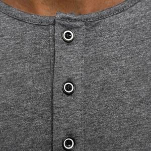 Custom Casual Street Wear T-shirt <b>Men</b> Wholesale 100% Cotton <b>Long</b> <b>Sleeves</b> Plain <b>Henley</b> Collar With 3 Button <b>Men's</b> T-shirt - Product Image 4