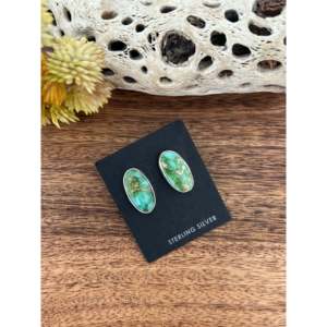 Sonoran Gold Turquoise & <b>Sterling</b> <b>Silver</b> Princess Cut <b>Stud</b> <b>Earrings</b> - Product Image 3