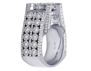 Anillo de Hip Hop para hombre de oro blanco de 14kt elegante corte de laboratorio VVS diamantes de claridad para fiestas de boda joyería fina - Product Image 3