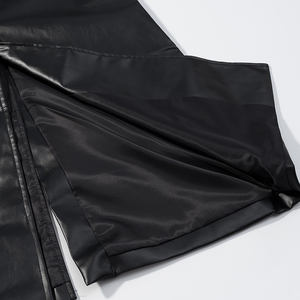 Chaqueta Larga de Cuero Genuino Negro para Hombre, Impermeable, Cortavientos, Transpirable, con Cuello de Solapa, Botones, Patrón 3D y Mangas Largas - Product Image 6