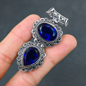 Collier pendentif de luxe en argent 925 avec topaze bleue de Londres - Product Image 4