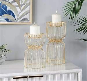 ACUBE INDUSTRIES Juego personalizable hecho a mano 2 portavelas de pilar de hierro Glam Tealight tarros votivos para el hogar boda uso Navidad - Product Image 4