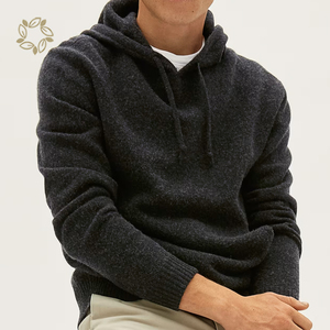 Sweat à capuche d'hiver pour homme mérinos avec tissu polaire à capuche à séchage rapide et respirant en tricot de couleur unie - Product Image 5