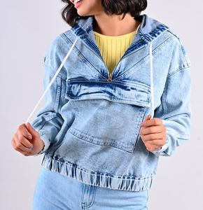 แจ็กเก็ตผ้ายีนส์ขนาดใหญ่พิเศษสำหรับผู้หญิงแจ็คเก็ตแฟชั่นผ้ายีนส์เข้ารูปน้ำหนักเบามีกระเป๋า - Product Image 2