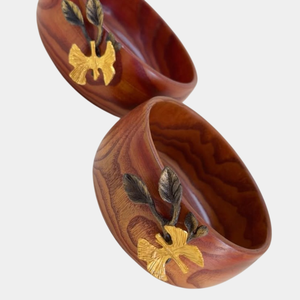 Cuenco para servir comida con acento de Metal dorado y madera Natural hecho a mano, cuenco central para la decoración de la Mesa de la cocina del hogar - Product Image 1