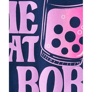 T-shirt graphique bleu femme mignon Boba motif Animal respirant coton tricot côtelé col rond manches longues étiquette sans étiquette été ajusté - Product Image 1