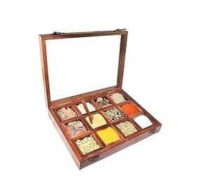 Boîte à épices de table en bois faite à la main récipient rond avec cloison pour une utilisation en cuisine nouveau modèle pour le stockage des épices de cuisine à la maison - Product Image 6