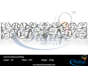 Balaji Metals, garantie 5 ans, qualité d'exportation, garde-corps de balcon moderne en fonte royale, décoratif, cadre réglable, sans cadre, protection UV - Product Image 3