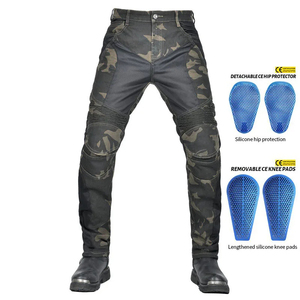 Camouflage Biker Leather Racing Pants with Detachable Hip <b>Protector</b> and Removable Knee Pads for Motocross All Seasons - Product Image 4