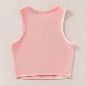 Top corto de punto de dos tonos 2025 al por mayor para mujer, novedad en ropa de gimnasio de verano, camisetas sin mangas para mujer, Sexy camiseta sin mangas, sujetadores deportivos - Product Image 2