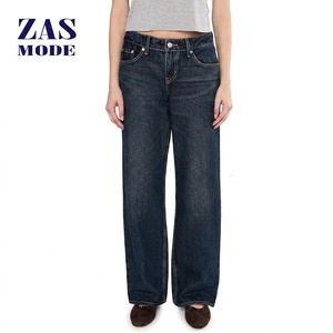 2026 <b>Top</b>-Seller Vintage Baggy for Indigo Women's Jeans for Casual Everyday Wear <b>Low</b> Rise Straight Leg 100% Cotton Quick Jeans - Product Image 1