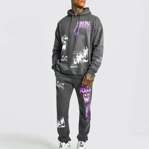 Wholesale 2025 Custom Made XXL Size <b>Men's</b> Screen Printing Tracksuit Plus Size Winter Set with Custom Logo <b>for</b> Outdoor Use - Product Image 1