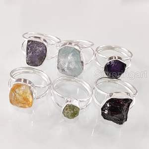 Anillo de Piedras Preciosas en Bruto para Mujer, Esmeralda Natural, Zafiro, Tanzanita, Herkimer, Joyería de Plata de Ley 925 - Product Image 5